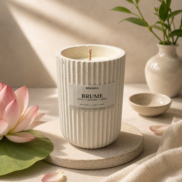 Lotus, Lavender & Amber - Fluted Cement Candle