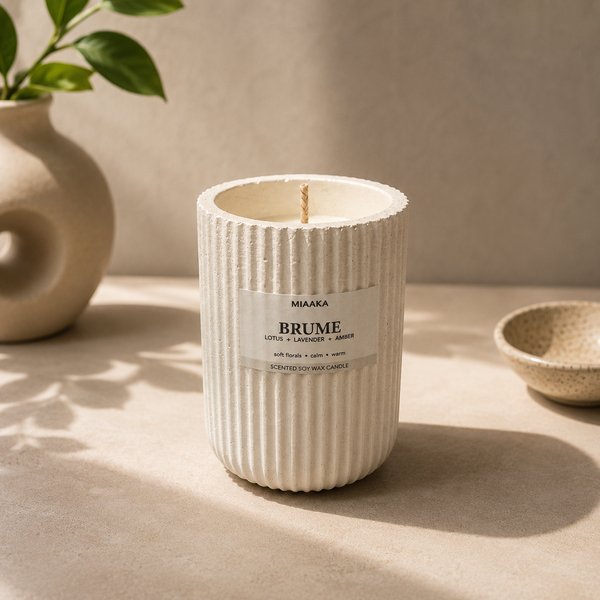 Lotus, Lavender & Amber - Fluted Cement Candle