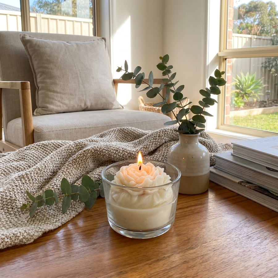 Jasmine Aura Scented Flower Bloom Candle