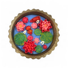 Lotus Pond Velvet Rose Candle in Wooden Bowl