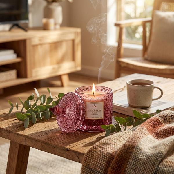 Luxury Woodsy Scented Candle in Crystal Glass Jar