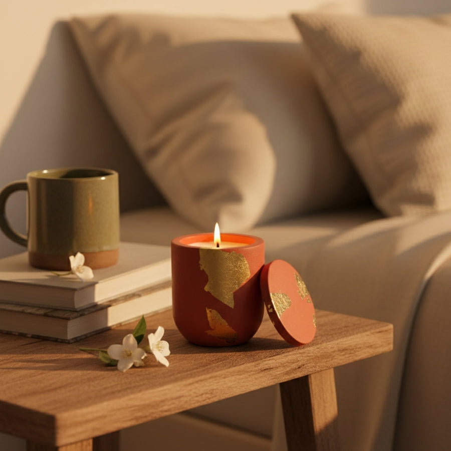 Jasmine Aura Scented Candle in Ceramic Jar