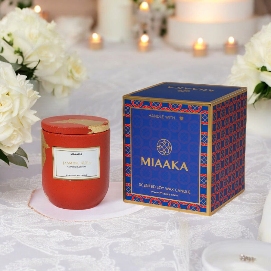 Jasmine Aura Scented Candle in Ceramic Jar