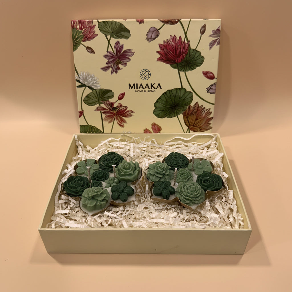 ROYAL URLI GIFT BOX - SET OF 2 GREEN CANDLE