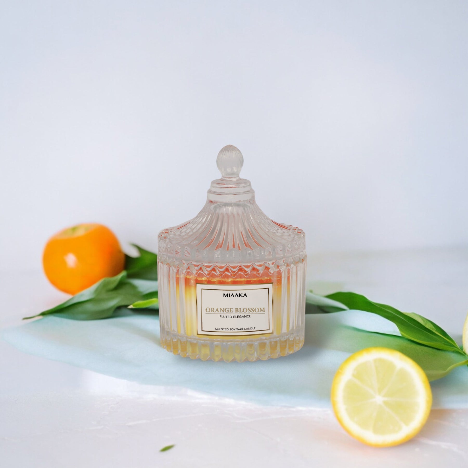 Fluted Elegance Orange Blossom Candle in Glass Jar