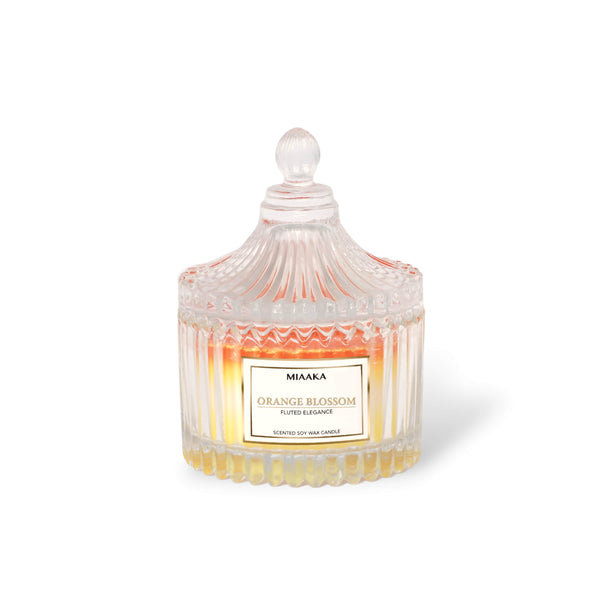 Fluted Elegance Orange Blossom Candle in Glass Jar