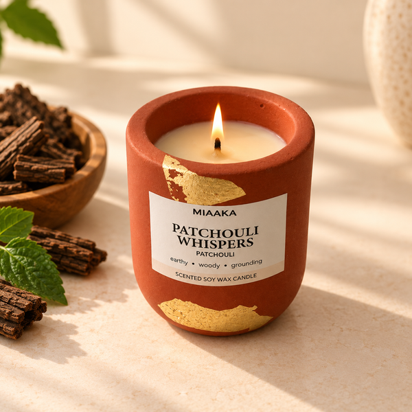 Patchouli, Amber & Warm Woods — Ceramic Blossom Candle