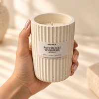 Patchouli, Amber & Warm Woods – Fluted Cement Candle