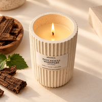 Patchouli, Amber & Warm Woods – Fluted Cement Candle