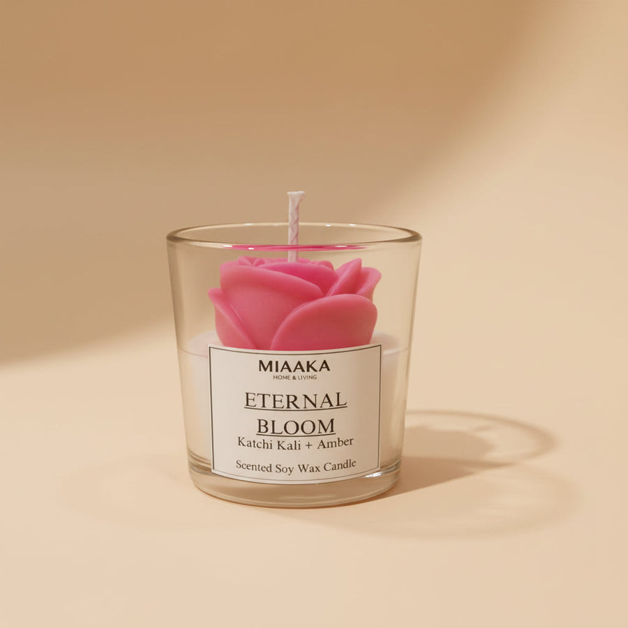 Eternal Bloom Amber Floral Glass Candle