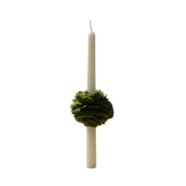 Peony Taper Spiced Oud Black Currant Soy Wax Candle Set - GREEN