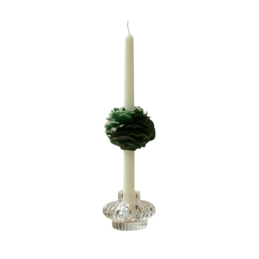 Peony Taper Spiced Oud Black Currant Soy Wax Candle Set - GREEN