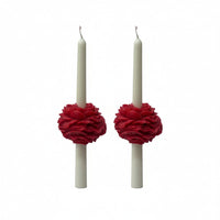 Peony Taper Velvet Rose Soy Wax Candle Set - Red