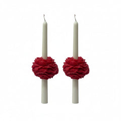 Peony Taper Velvet Rose Soy Wax Candle Set - Red