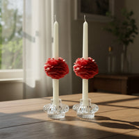 Peony Taper Velvet Rose Soy Wax Candle Set - Red