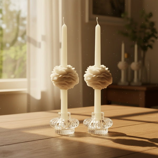 Peony Taper Rosemary Soy Wax Candle Set
