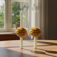 Peony Shaped Taper Candles with Amber Marigold