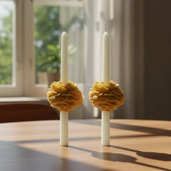 Peony Shaped Taper Candles with Amber Marigold