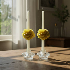 Peony Shaped Taper Candles with Amber Marigold